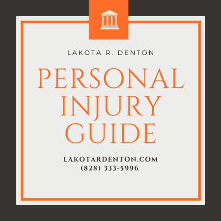Personal Injury Guide cover photo with orange text and a black frame