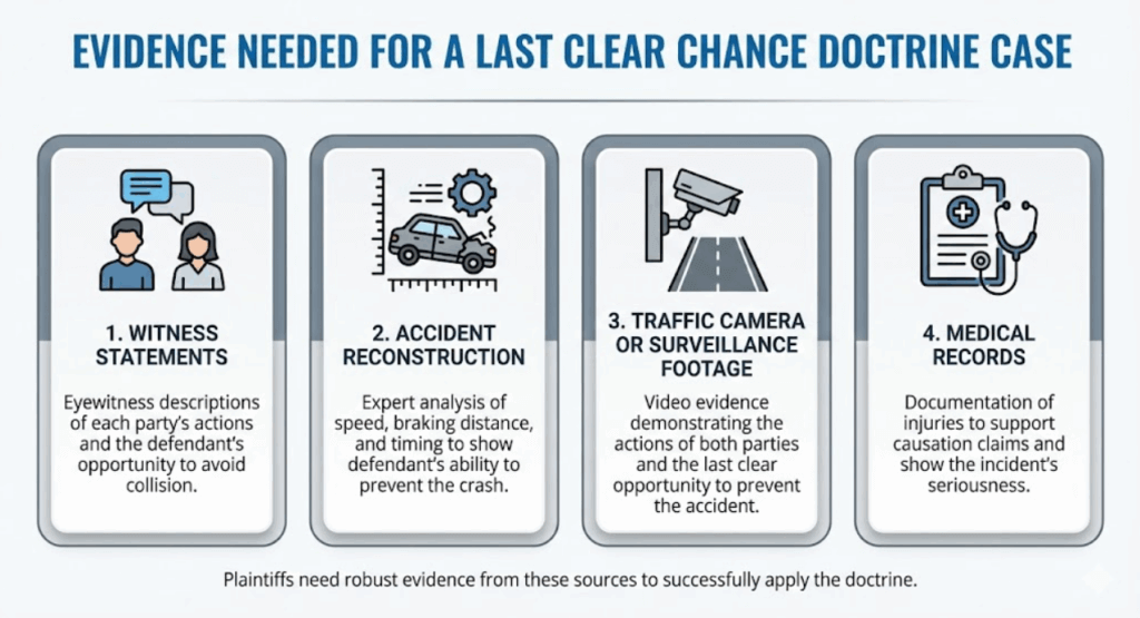 Evidence in last clear chance doctrine cases