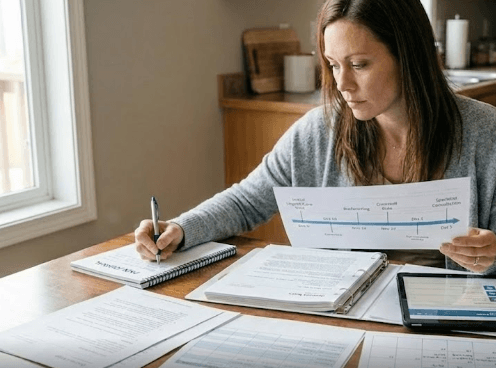 Woman reviewing injury documentation