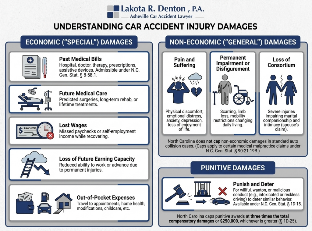 Car accident injury damages in NC