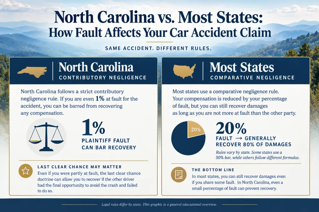 North Carolina's pure contributory negligence standard vs. other states